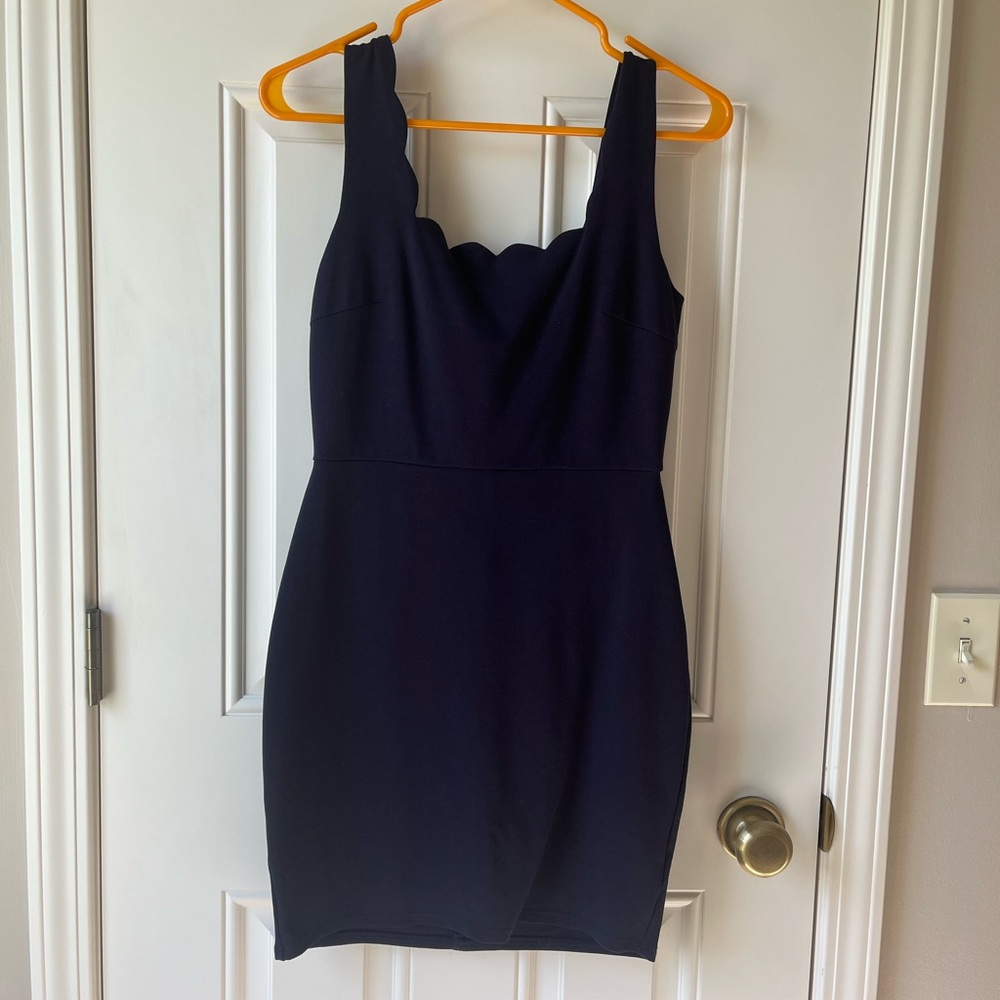 Navy blue scalloped dress size medium